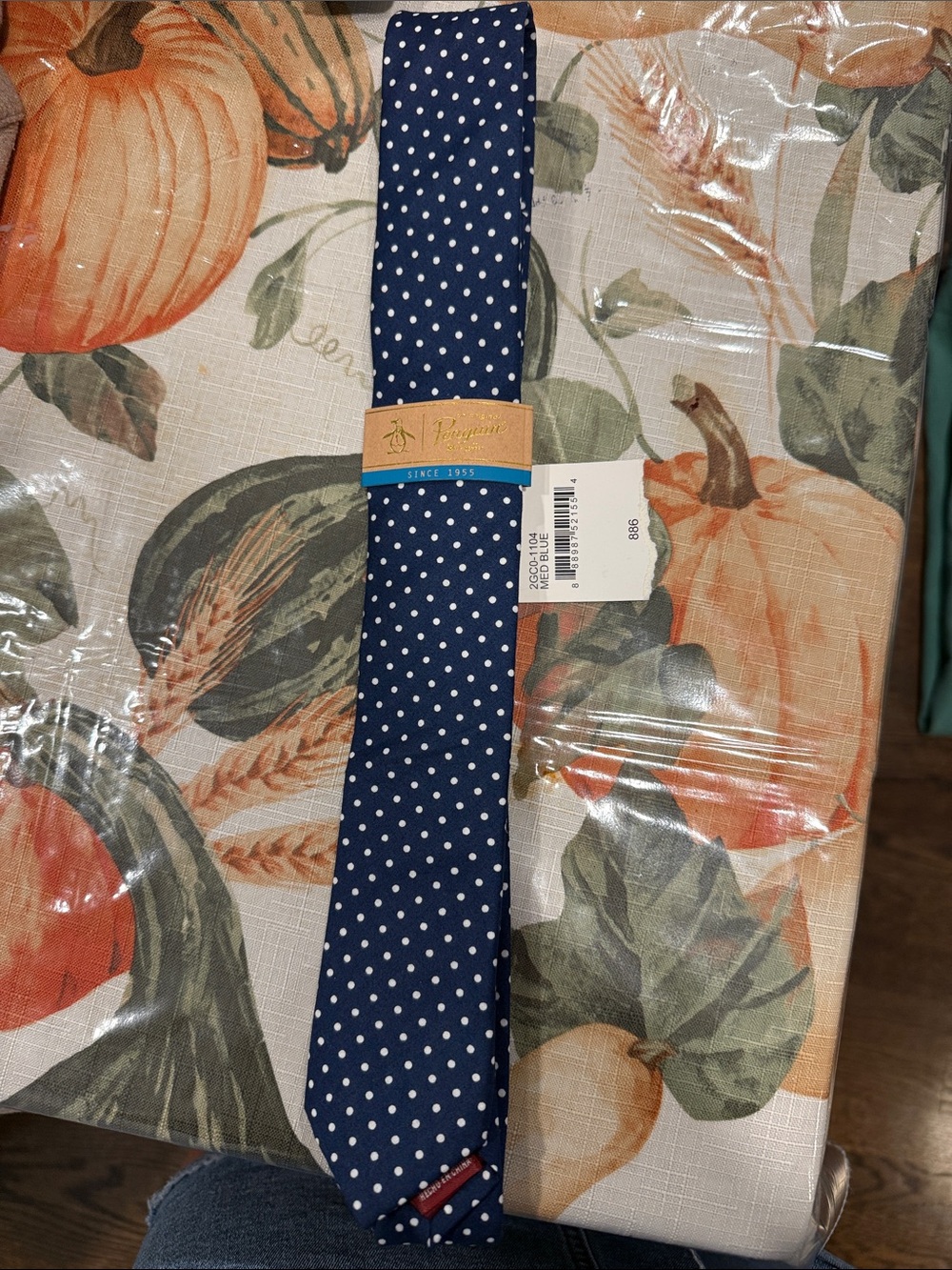 Original Penguin Navy Tie with White Polka Dots